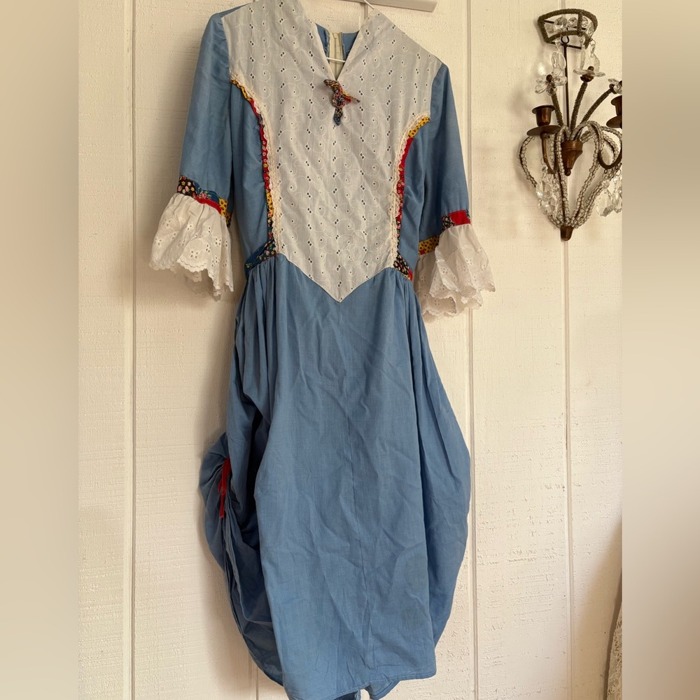 Vintage 70s Handmade Dress Blue Adorable 💙 Has some flaws